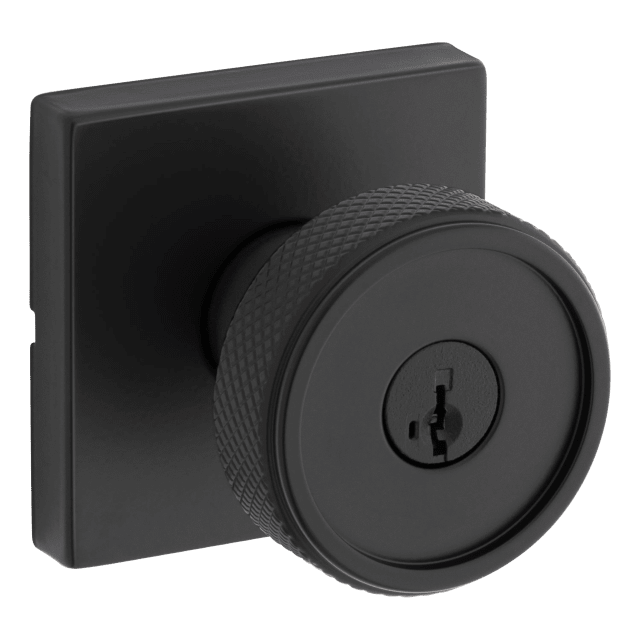 Raya Keyed Entry Doorknob with Square Rosette in Matte Black