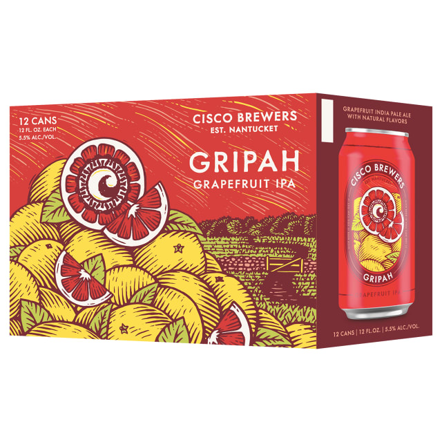 Cisco Brewers Gripah Grapefruit IPA, 12 Pack Beer, 12 fl. Oz. Cans, 5.5% ABV