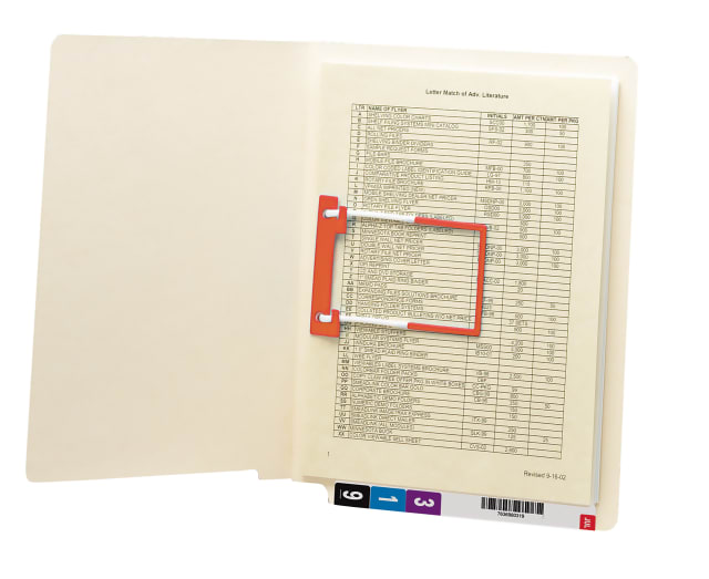 Shelf-Master® Reinforced End Tab Fastener File Folders, Straight-Cut Tab, U-Clip Fastener