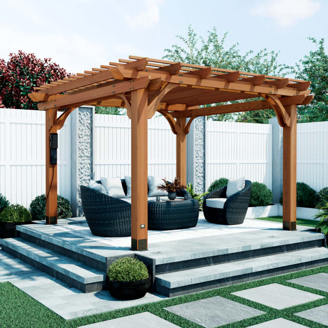 Beaumont Pergola-12x12-Light Brown