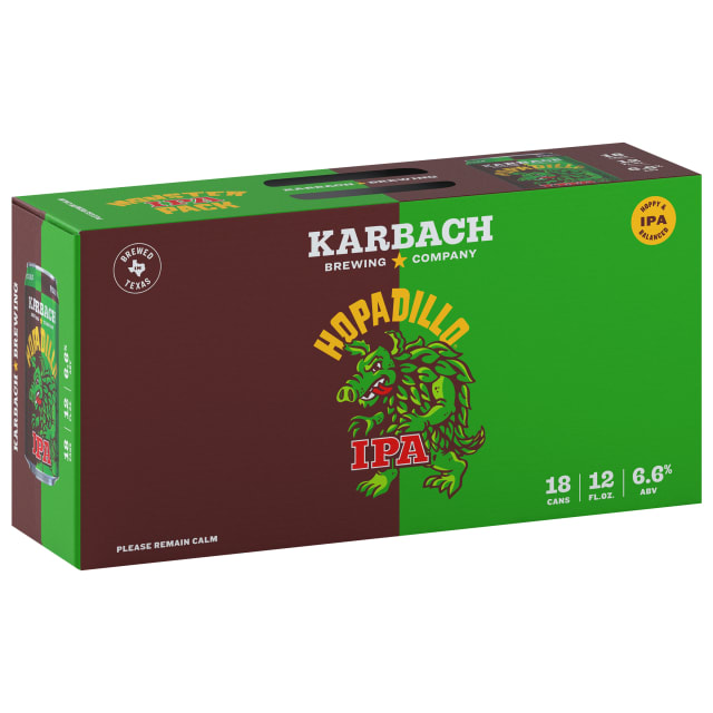 Karbach Hopadillo IPA, 18 pack, 12 fl oz Cans