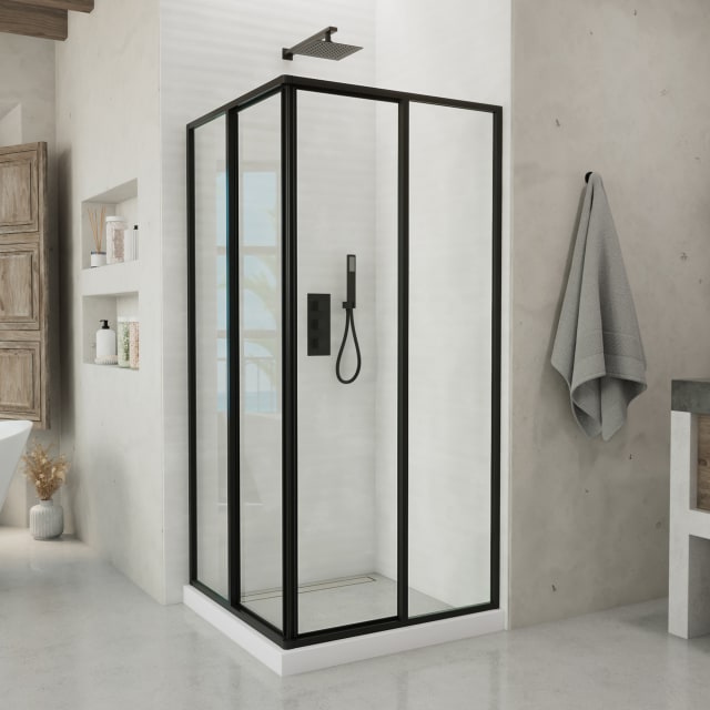 DreamLine Cornerview 40 7/16 inch D x 40 7/16 inch W x 72 inch H Framed Sliding Shower Enclosure in Matte Black