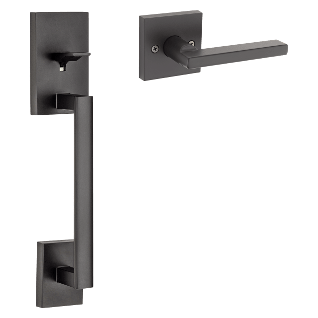 San Clemente Handle with Halifax Interior Lever (Square) in Matte Black