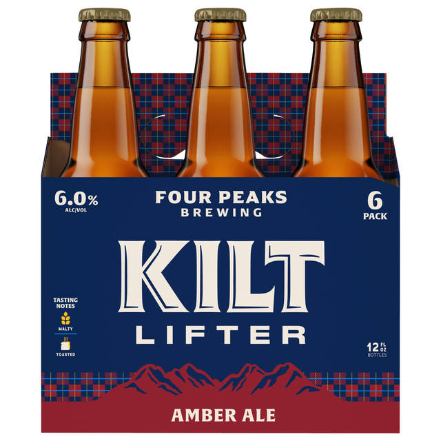 Four Peaks Kilt Lifter Scottish-Style Ale 6x12 oz Glass Bottle Basket CARRIER - Wrap Basket