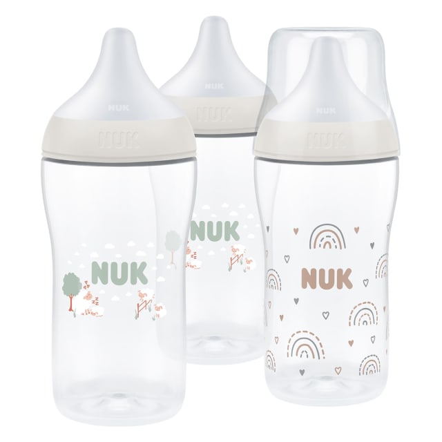 NUK PM BTL 260ML/9Z 3PK PP M CA RAIN/SHP