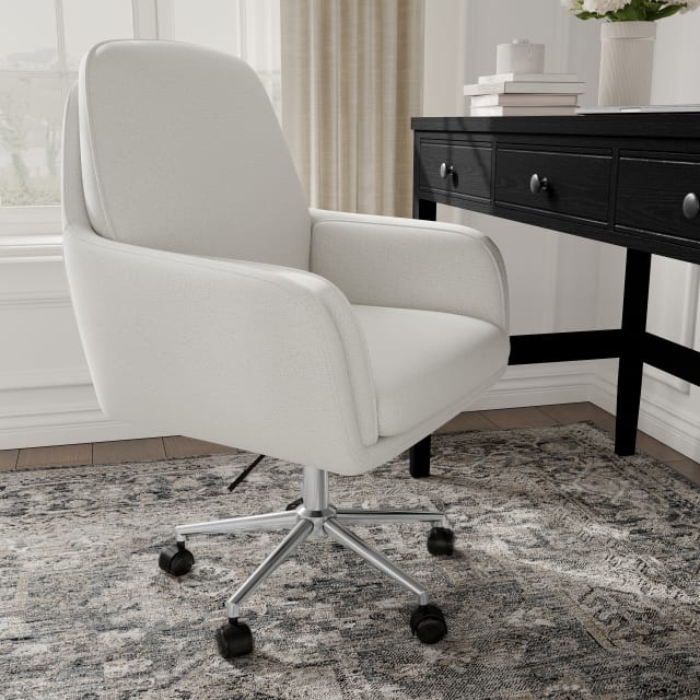 Clara Upholstered Office Chair in Bedford Gray/Polished Nickel