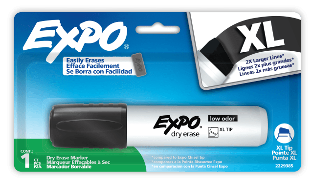 EXPO Dry Erase Markers, Low Odor Ink, Black, XL Tip, 1 Count