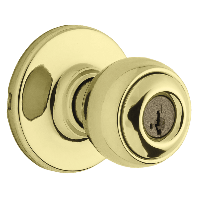 Yukon Entry Knob featuring SmartKey Security™ in Polished Brass