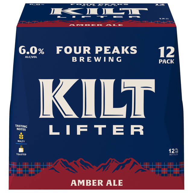Four Peaks Kilt Lifter Scottish-Style Ale 12x12 oz Glass Bottle Snug CARRIER - C1NR Version