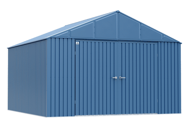 Elite Steel Storage Shed, 12X12, Blue Grey