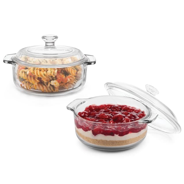 Libbey Baker's Basics 2-Piece Glass Casserole Baking Dish Set with Glass Covers