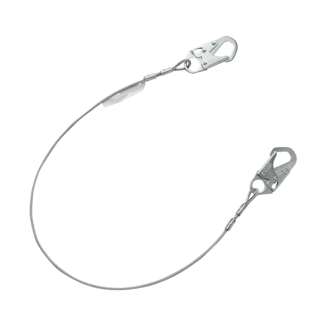 V-Series cable single-leg fixed restraint lanyard, 5',36C small snaphooks, ANSI Z359.3-2017