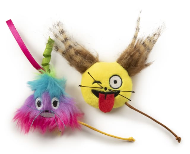 SmartyKat Mouse Moods (Set of 2) Plush Emoji Catnip Cat Toys, Wink Tongue and Rainbow Poop, Filled with Pure & Potent Catnip