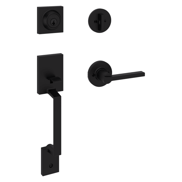 Amador Single Cylinder Handleset with Casey Lever featuring SmartKey Security™ Security in Matte Black