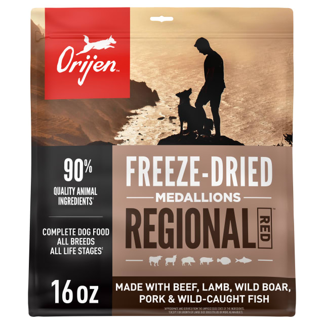 ORIJEN Grain Free High Protein Freeze Dried Dog Food & Topper Regional Red Recipe