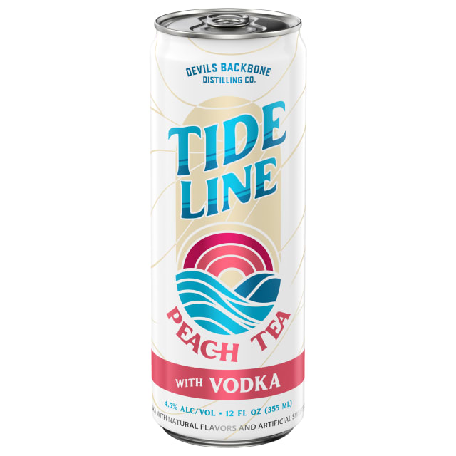 Devils Backbone Tide Line Peach Tea with Vodka 12 oz Single CAN Sleek 4_5ABV - Plain Aluminum - Standard Gloss - Craft Direct
