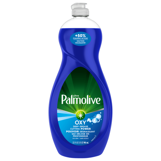 Savon à vaisselle liquide Palmolive Ultra Oxy, dégraissant puissant, sans trempage, action puissante sur les plastiques, liquide vaisselle, 961 ml