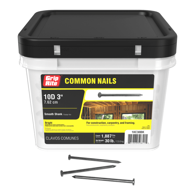 Grip-Rite 10D Bright Common 30# Clear Bucket Hand Drive Common Nails