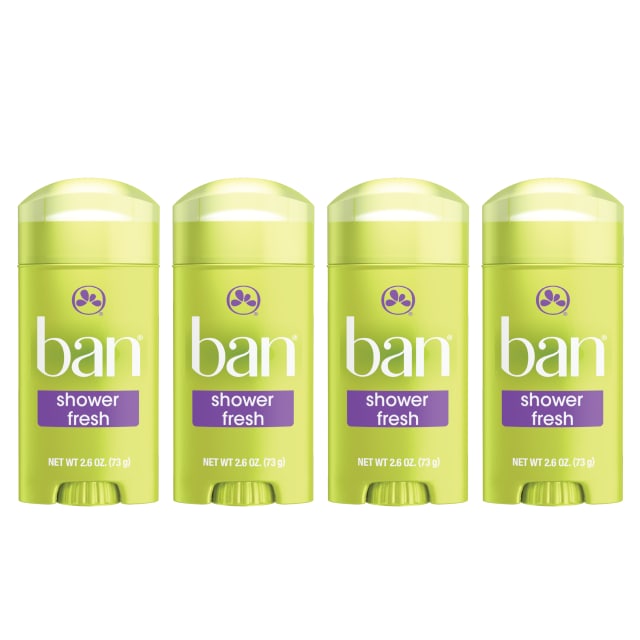 Ban Invisible Solid Antiperspirant Deodorant, Shower Fresh, 2.6 Oz, 4 Pack