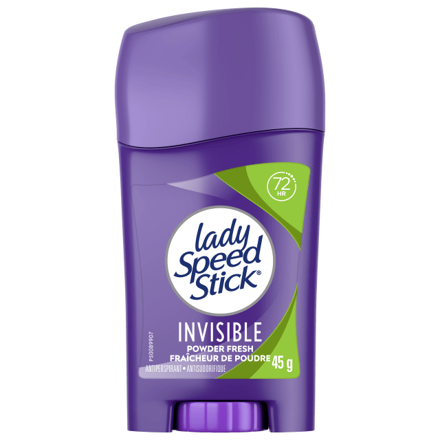 Lady Speed Stick Antiperspirant Deodorant for Women, 72 HR Sweat & Odor Protection, Invisible Dry, Powder Fresh Scent, 45 g Stick