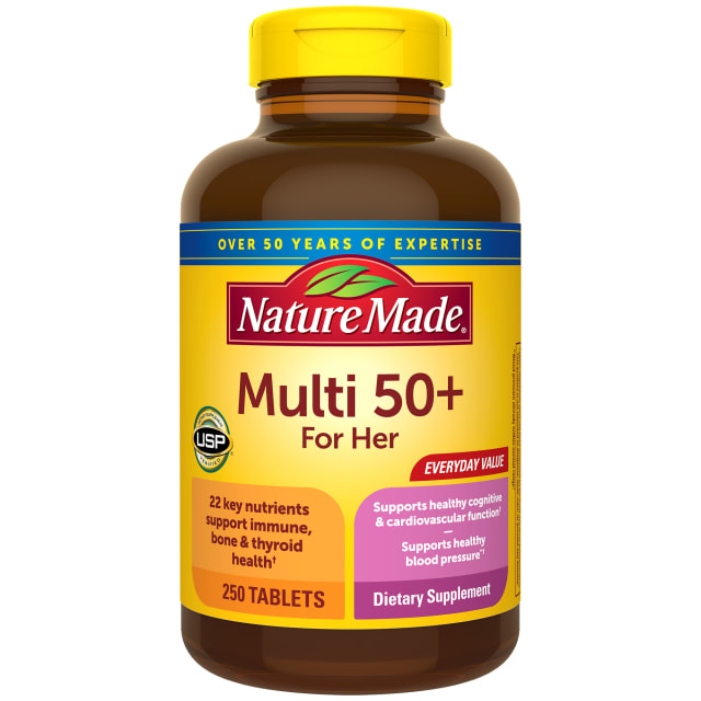 Nature Made Multivitamin For Her 50+ with No Iron, Womens Multivitamin for Daily Nutritional Support, Multivitamin for Women, 250 Tablets, 250 Day Supply