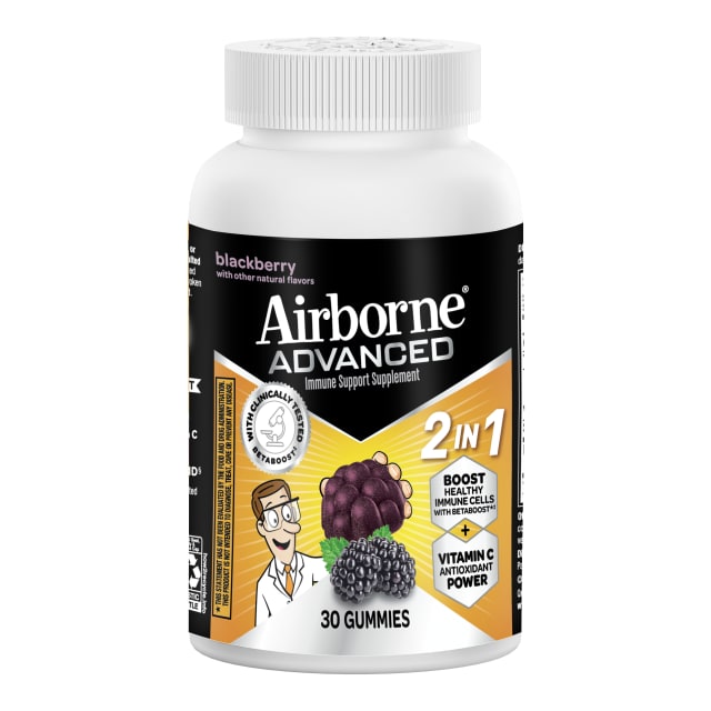 Airborne 500mg Vitamin C Gummies with Betaboost, Blackberry Flavor, 30 Gummies,