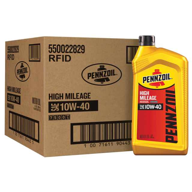 Pennzoil High Mileage 10W-40 Motor Oil, 1 Quart (6 Pack)