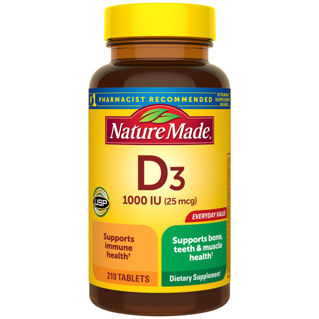 Nature Made Vitamin D3 1000 IU (25 mcg) Tablets, 210 Count