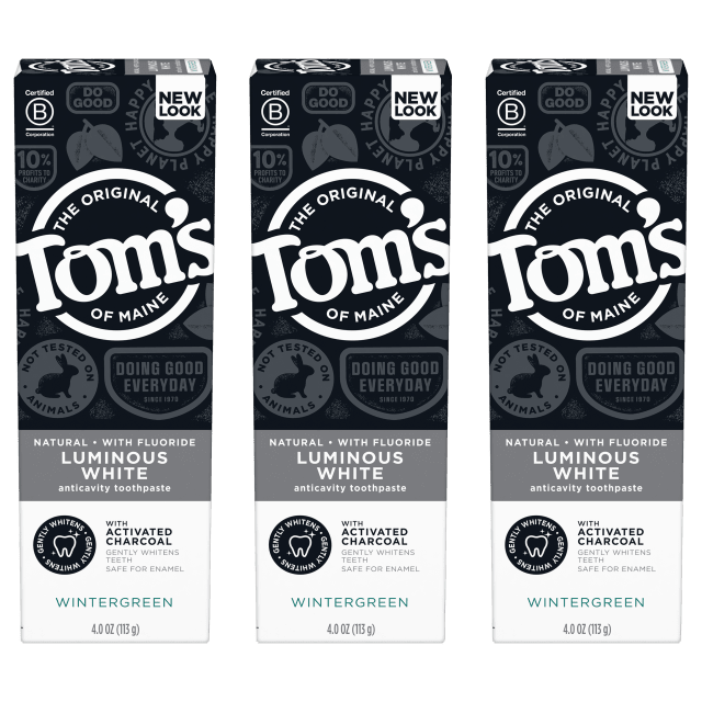 Tom's of Maine Luminous White Natural Toothpaste With Charcoal, Peppermint, 4 oz.