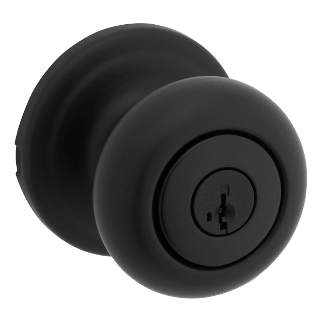 Juno Keyed Entry Doorknob in Matte Black featuring SmartKey Security