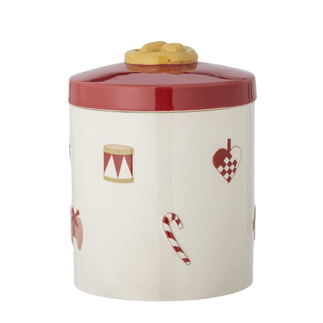 82058343 - Yule Jar w/Lid, White, Stoneware STOCK: 5