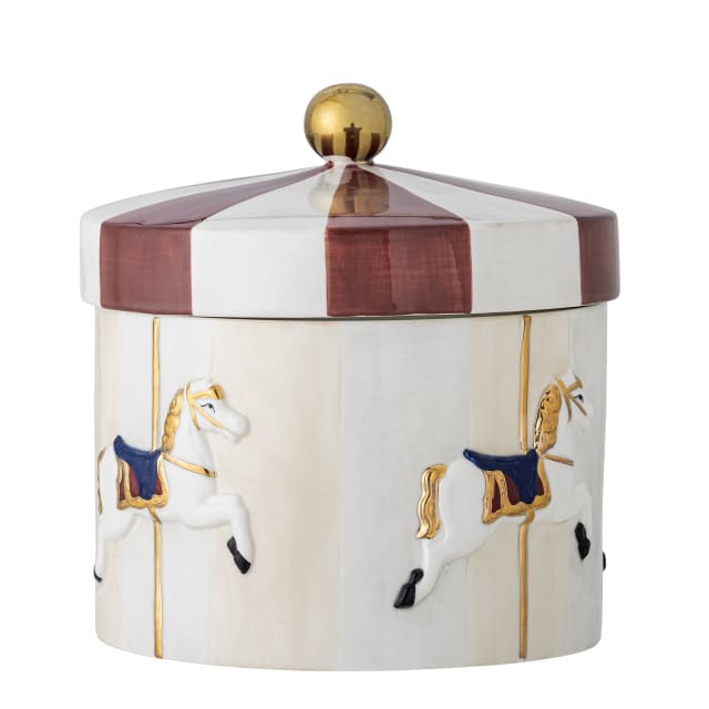82062829 - Merry-go-round Jar w/Lid, Multi, Stoneware STOCK: 165
