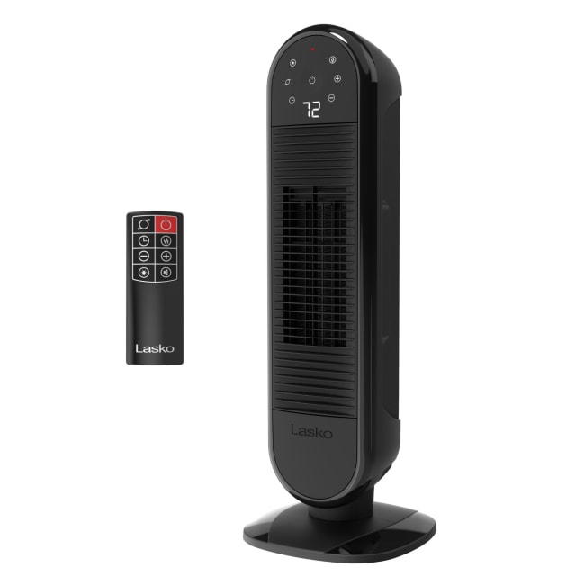 Lasko 22" Oscillating Ceramic Tower Space Heater with Remote Control, Black