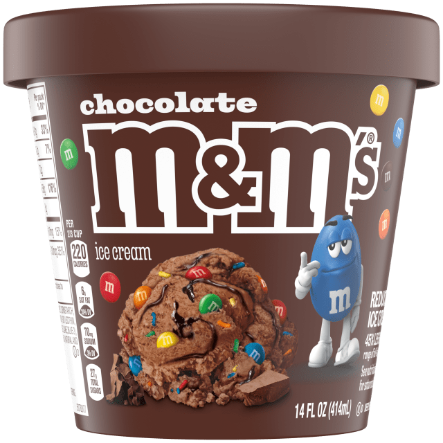 M&amp;M'S Chocolate Ice Cream with M&amp;M'S Minis Candies, Chocolate Fudge Swirls, Rainbow Sprinkles and Reduced Fat Chocolate Ice Cream, 14 Oz