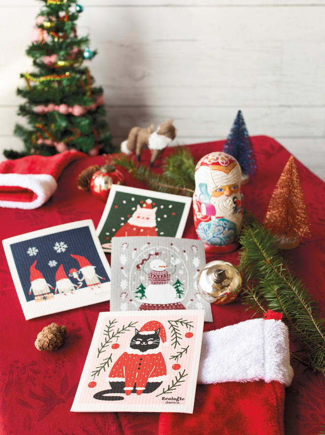 Festive Feline Swedish Dishcloth