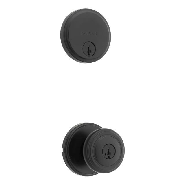 Henrick Keyed Entry Doorknob with Deadbolt Combo Pack in Matte Black featuring SmartKey Security