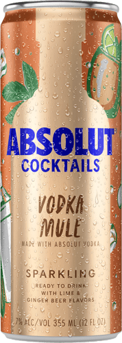 Absolut Ready to Drink Vodka Mule Cocktail, 4 Pack, 12 oz Cans, 14 Proof