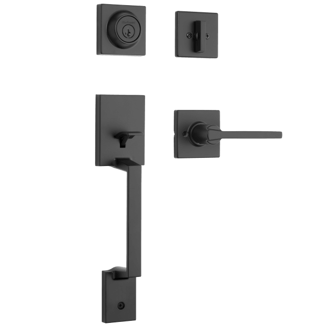 Amador Entry Single Cylinder Handleset in Matte Black featuring SmartKey Security