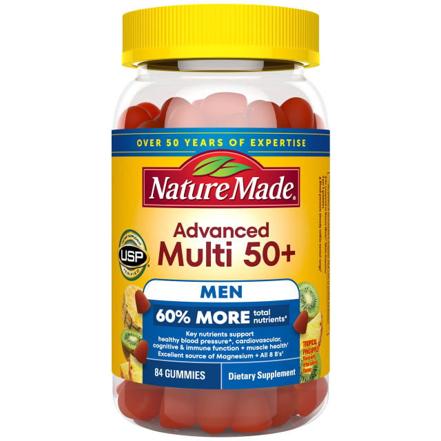 Nature Made Advanced Multivitamin Gummies 50 + for Him, Mens Multivitamins Gummies with Magnesium Citrate, Vitamin D3, Zinc, All 8 B Vitamins, 84 Multi Vitamins, 28 Day Supply