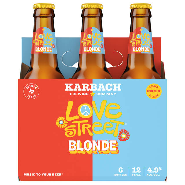 Karbach Brewing Company Love Street Blonde Craft Beer, 6 Pack Beer, 12 FL OZ Bottles, 4.9% ABV