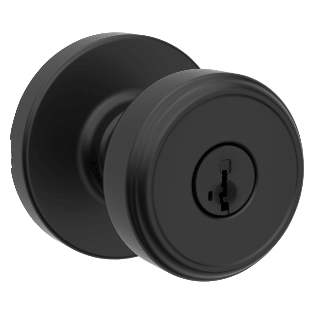 Maven Keyed Entry Knob w/ Round Rose featuring SmartKey Security™ in Matte Black