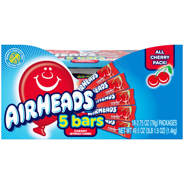 Airheads Bars Tropical Cherry Explosion 5 pc Check Stand Bags - 18 Pack