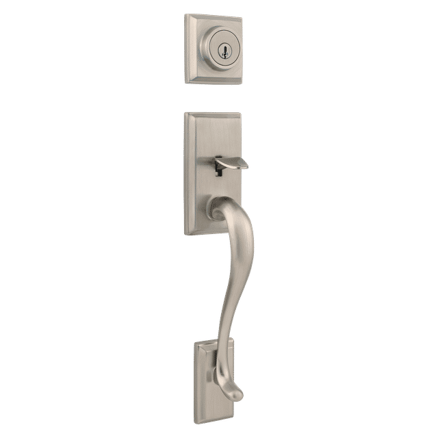 Hawthorne Single Cylinder Exterior Only Handleset featuring SmartKey Security™ in Satin Nickel