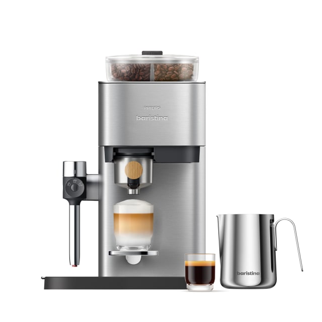 Philips Baristina Latte Plus Automatic Espresso Machine with Smart Milk Frother & Dual Bean Container