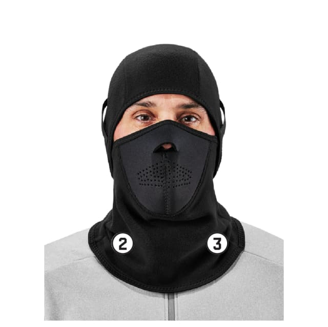 6827 Black 2-Piece Balaclava Face Mask - Fleece Neoprene