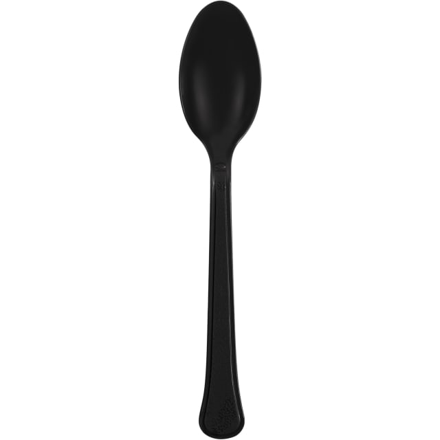 34367 Midnight Black Solid Premium Plastic Spoons, 20ct