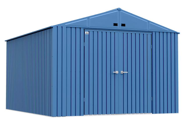 Arrow Elite Steel Storage Shed, 10x14, Blue Grey