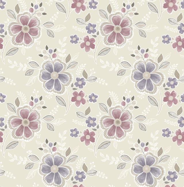 Chloe Purple Floral Wallpaper