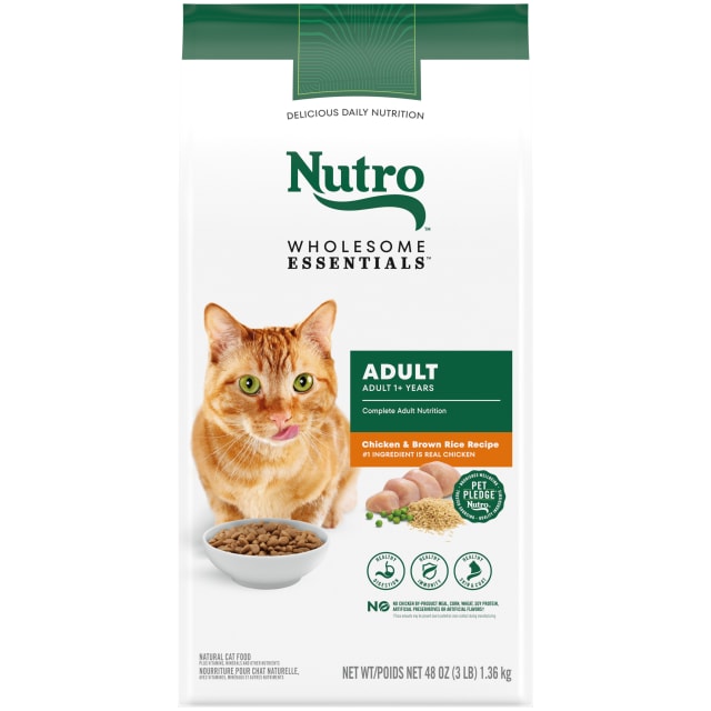 Nutro Wholesome Essentials Adult Dry Cat Food, Chicken & Brown Rice Recipe, 3 lbs.