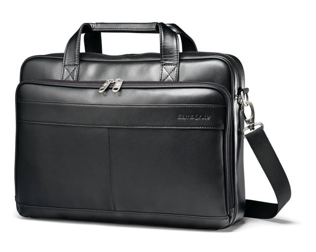 Leather Bus Cases Leather Slim Briefcase Tg - Black
